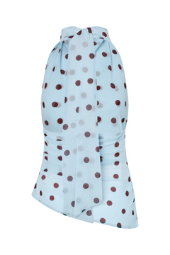 Enyarsi Tie Top 7349 - Blue Maroon Polka Dot