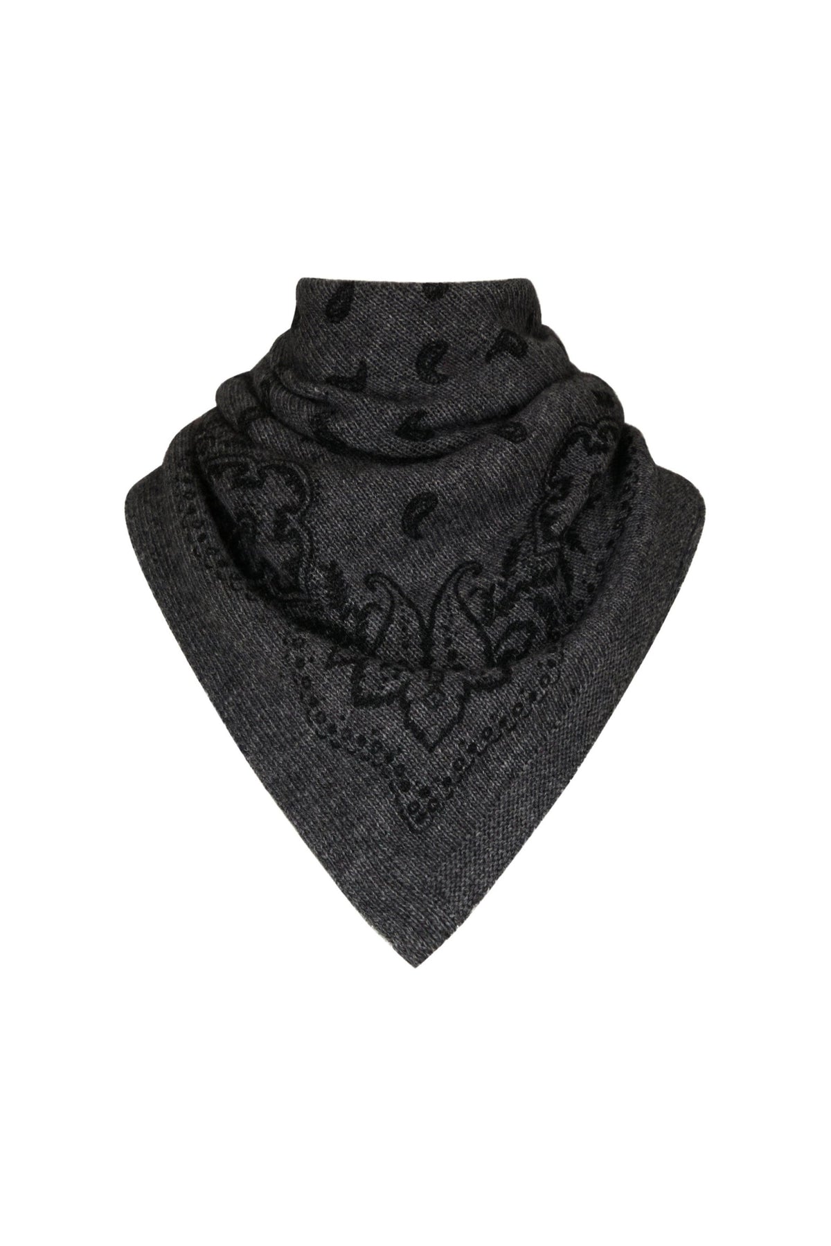Adelina Paisley Knit Scarf - Antracit Melange