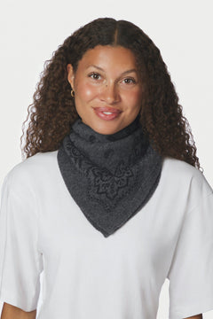 Adelina Paisley Knit Scarf - Antracit Melange