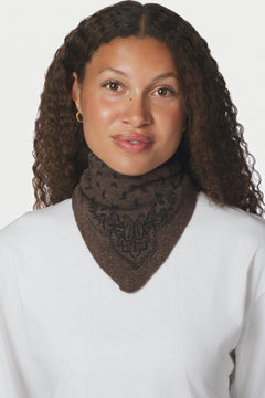 Ariya Paisley Knit Scarf - Brown Melange