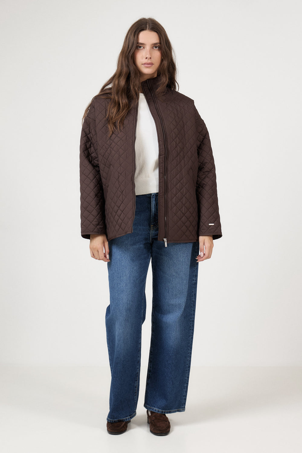 Oversized Quilted Jacket - Chocolate