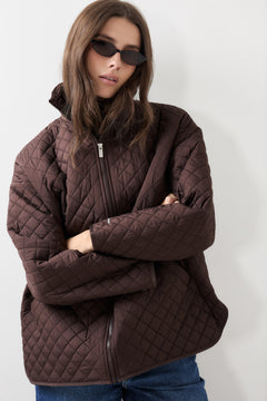 Oversized Quilted Jacket - Chocolate