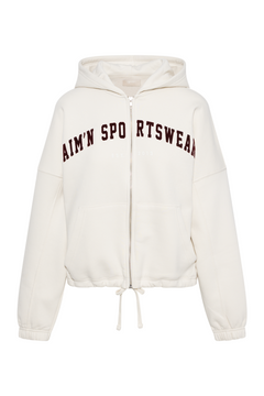 Varsity Sweat Zip Hood - Cream