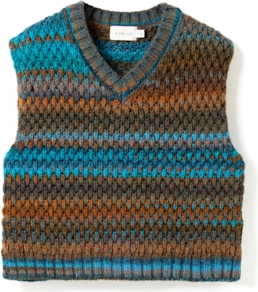 Gio Knit Vest - Turquoise Brown Mix