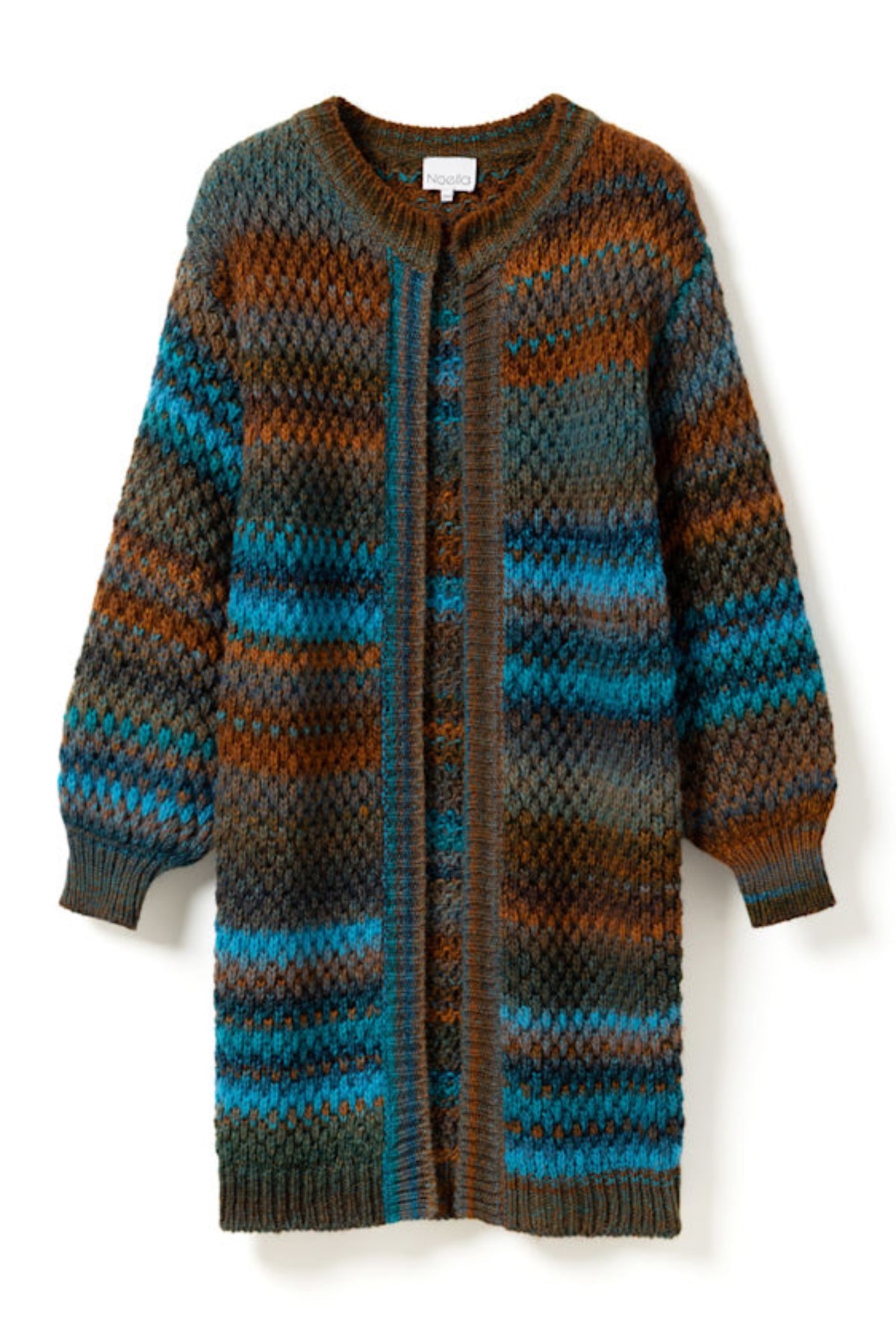 Gio Knit Cardigan - Turquoise Brown Mix