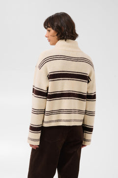 Camiriapw Pullover - Off White W. Brown Stripes