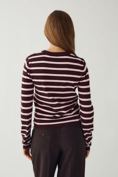 N-Muna Ls Knit - Dannia Blush Chocolate Stripe