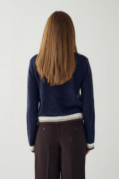 N-Nattie Knit Cardigan - Navy Brown