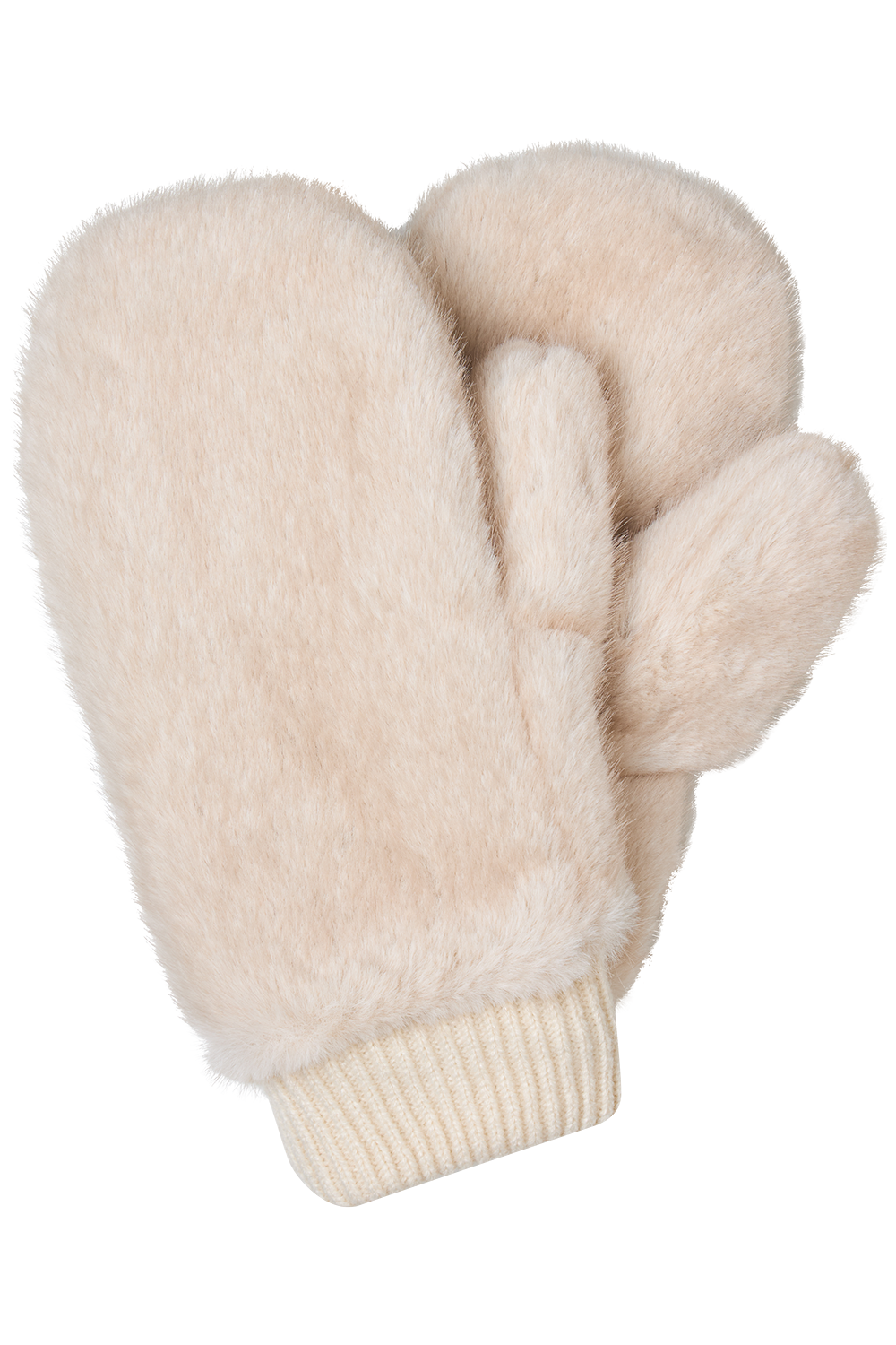 Aase Faux Fur Mittens - Cream