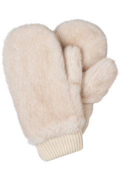 Aase Faux Fur Mittens - Cream