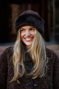 Mina Shearling Harka Hat - Brown