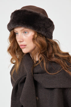 Mina Shearling Harka Hat - Brown