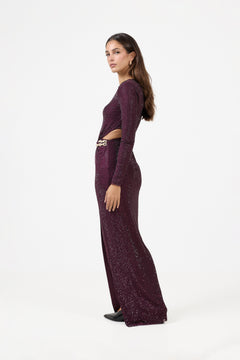 Burgundy Rhinestone Embellished Maxi Dress - Burgundy