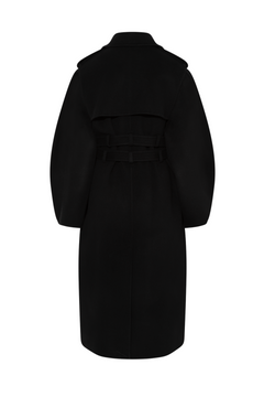 Splittable Wool Trench Coat - Black