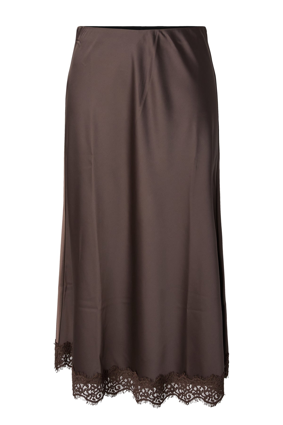 Yaspella Hw Midi Lace Skirt S. - Show - Chocolate Brown