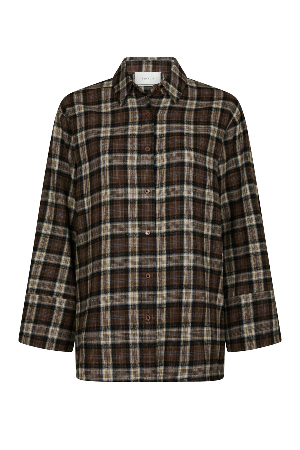 Dita Flannel Check Shirt - Dark Taupe