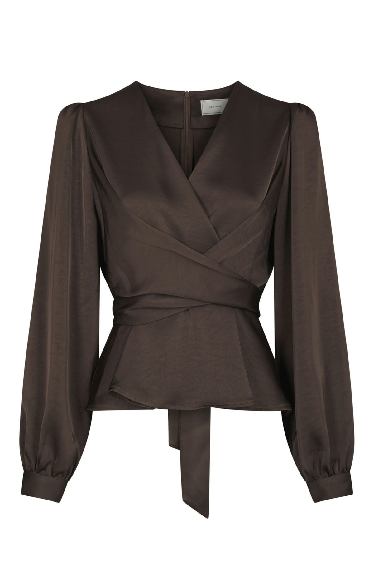 Rista Heavy Sateen Blouse - Dark Brown