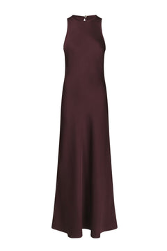 Celinie Heavy Sateen Dress - Burgundy
