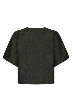 Aisa Brocade Blouse - Dark Green