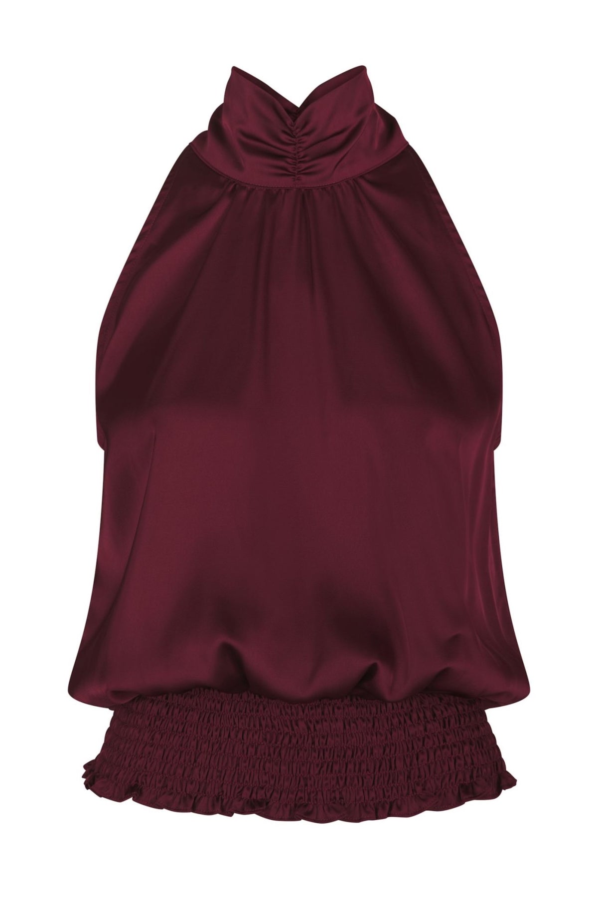 Jos Drapy Satin Top - Burgundy