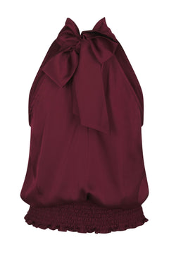Jos Drapy Satin Top - Burgundy