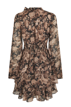 Mio Vintage Flower Dress - Black Sand