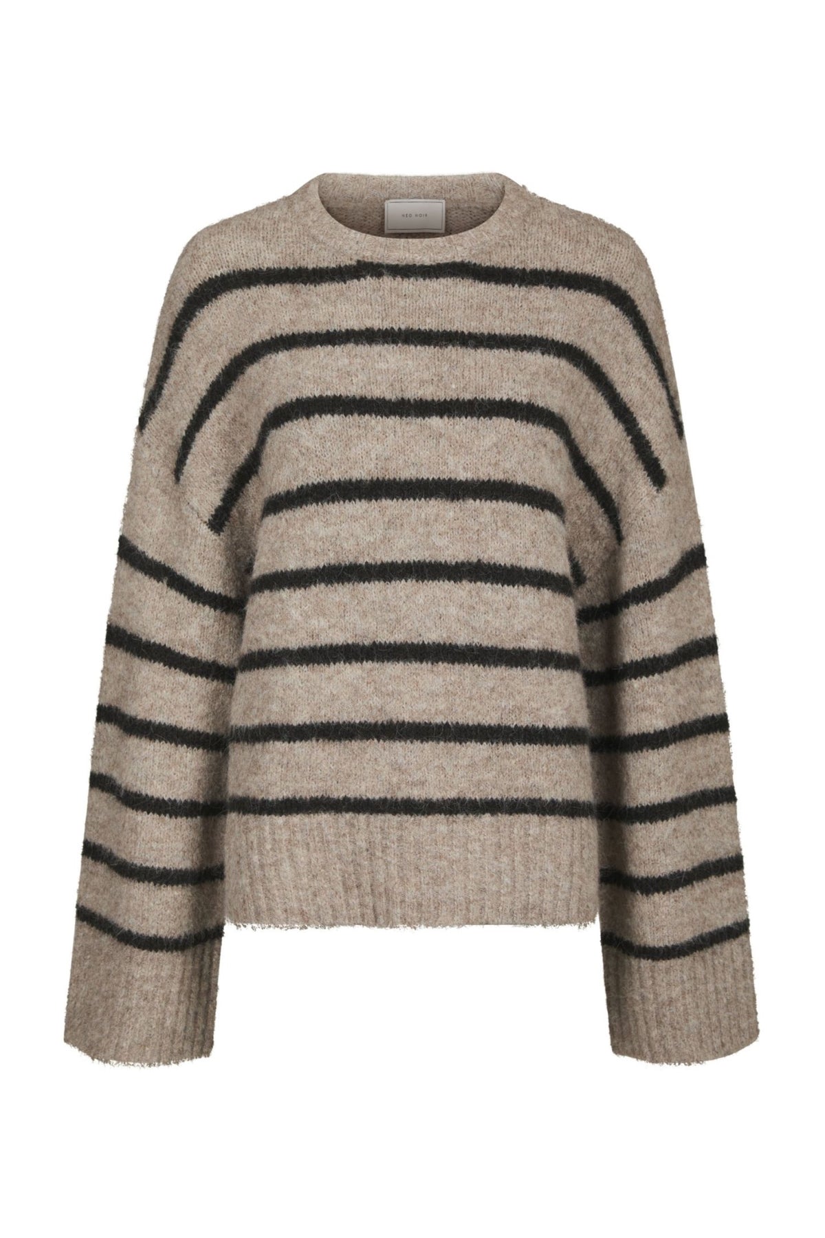 Roeme Fluffy Stripe Knit - Beige Melange