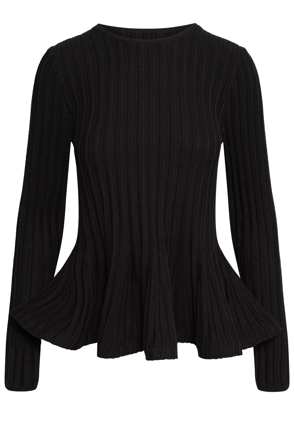Wallina Peplum Knit Blouse - Black