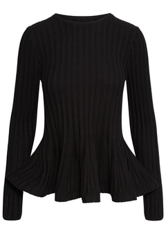Wallina Peplum Knit Blouse - Black