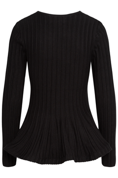 Wallina Peplum Knit Blouse - Black