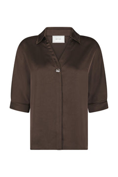 Carm Heavy Sateen Shirt - Dark Brown