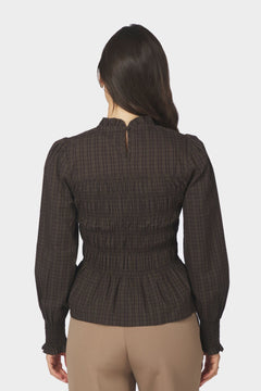 Possa Big Check Blouse - Brown Check