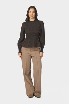 Possa Big Check Blouse - Brown Check