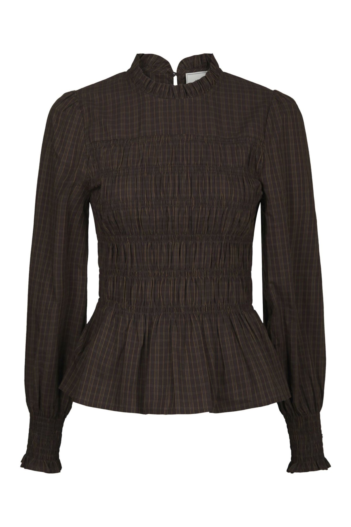 Possa Big Check Blouse - Brown Check