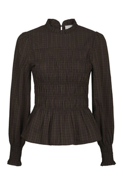 Possa Big Check Blouse - Brown Check