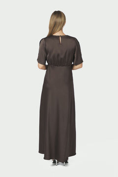 Zelina Heavy Sateen Dress - Dark Brown