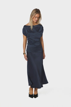 Mabelle Heavy Sateen Top - Midnight Blue