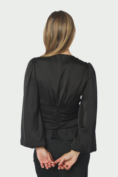 Pascal Drapy Satin Blouse - Black