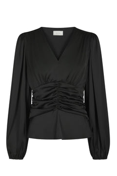 Pascal Drapy Satin Blouse - Black