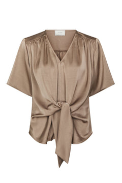 Casadia Heavy Sateen Blouse - Dark Taupe