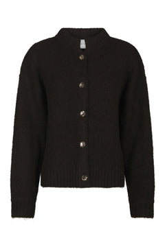 Taura Fluffy Knit Cardigan - Dark Brown