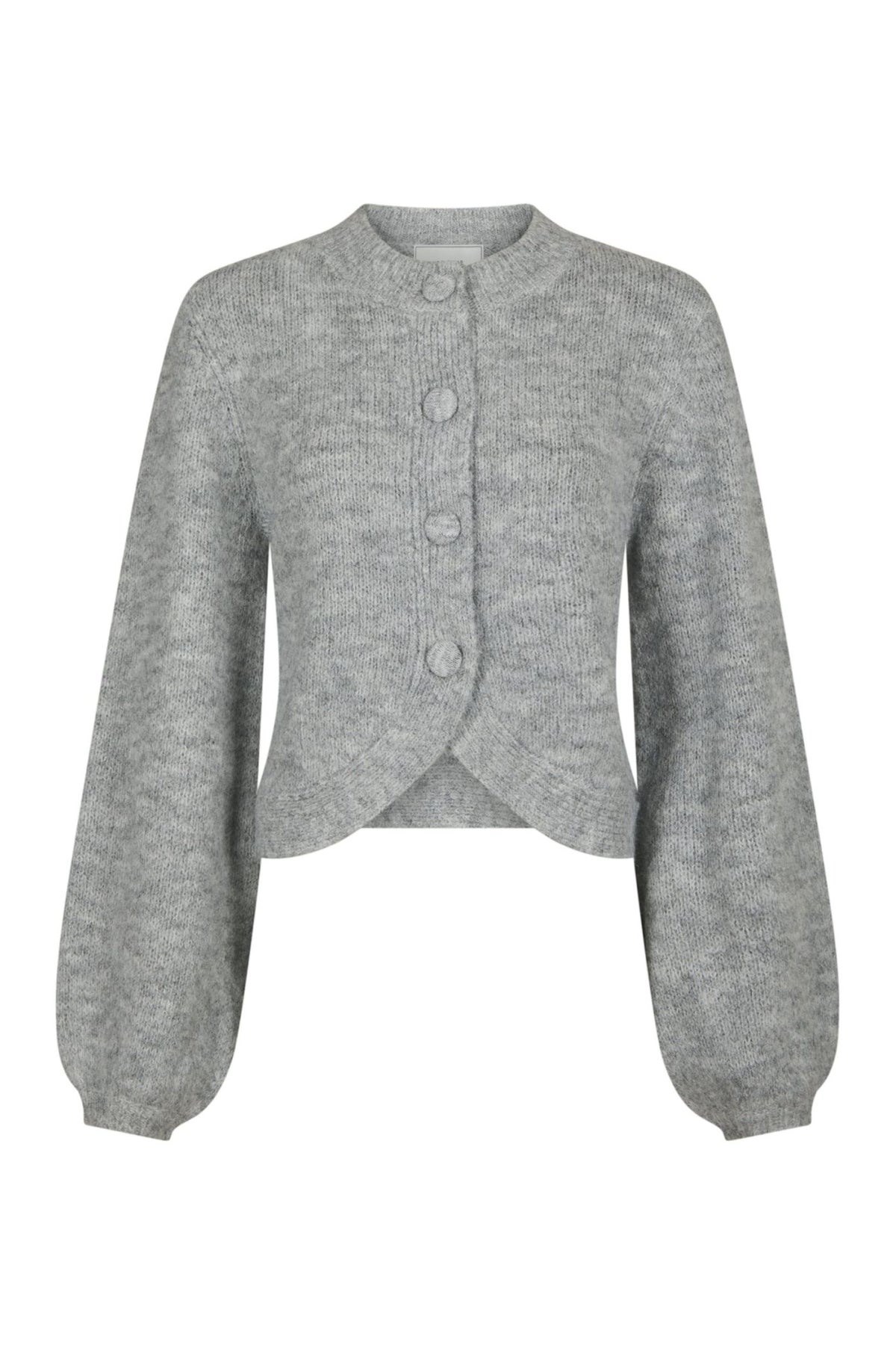 Gio Fluffy Knit Cardigan - Grey Melange