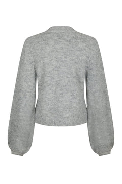 Gio Fluffy Knit Cardigan - Grey Melange
