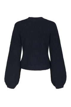 Gio Fluffy Knit Cardigan - Navy