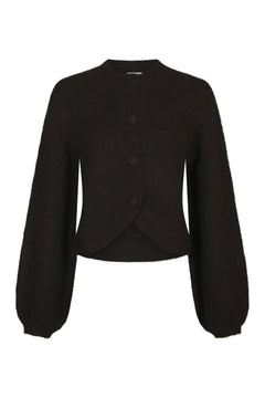 Gio Fluffy Knit Cardigan - Dark Brown