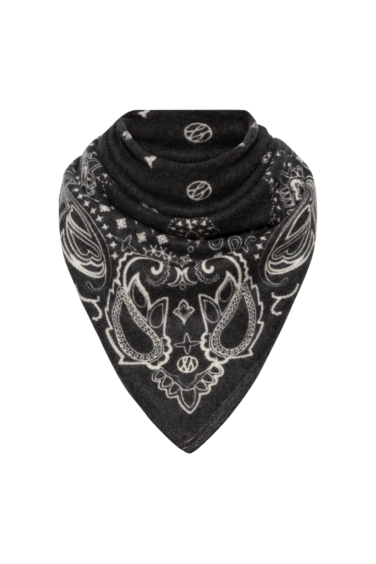 Cashmere Paisley Scarf - 65 Cm - Black & White