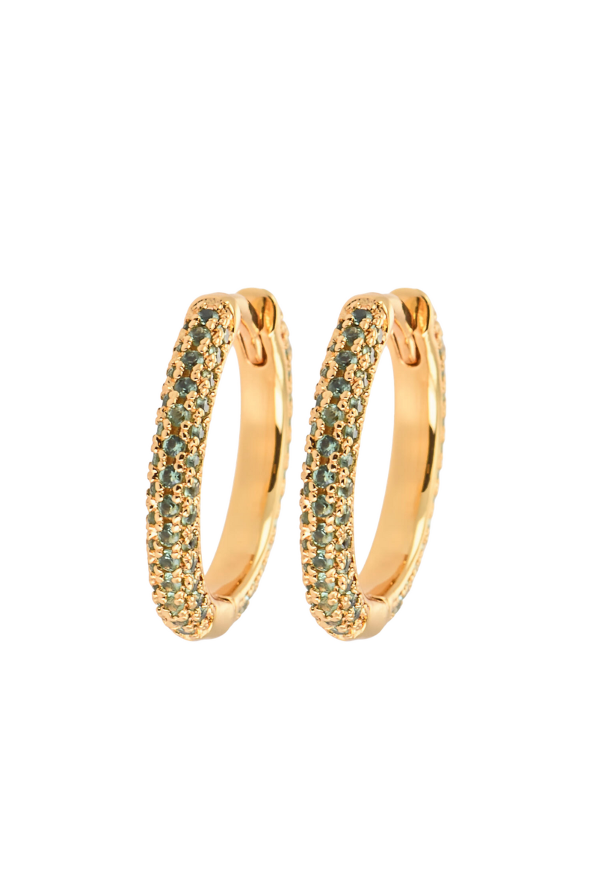 Medium Stone Covered Hoops - Mint