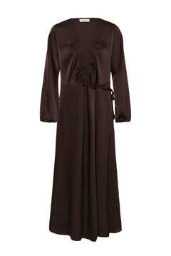 Oliveiw Wrap Dress - Chocolate Brown