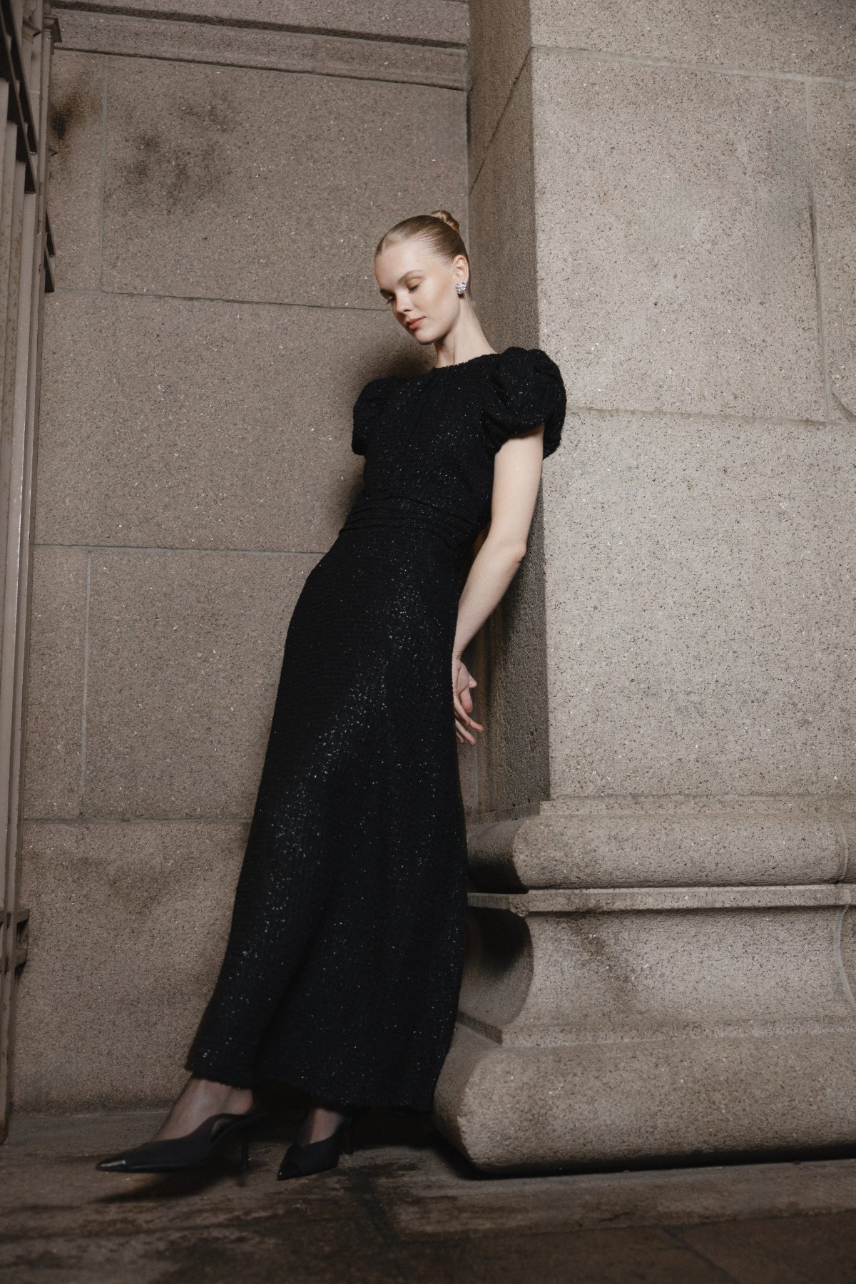Santine Glitter Maxi Dress - Black