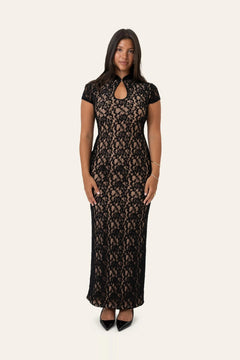 Cleoic Long Dress - Black Lace